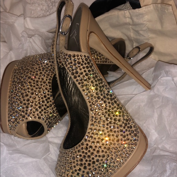 Giuseppe Zanotti Suede Crystal Peep Toe Platform - Picture 8 of 12